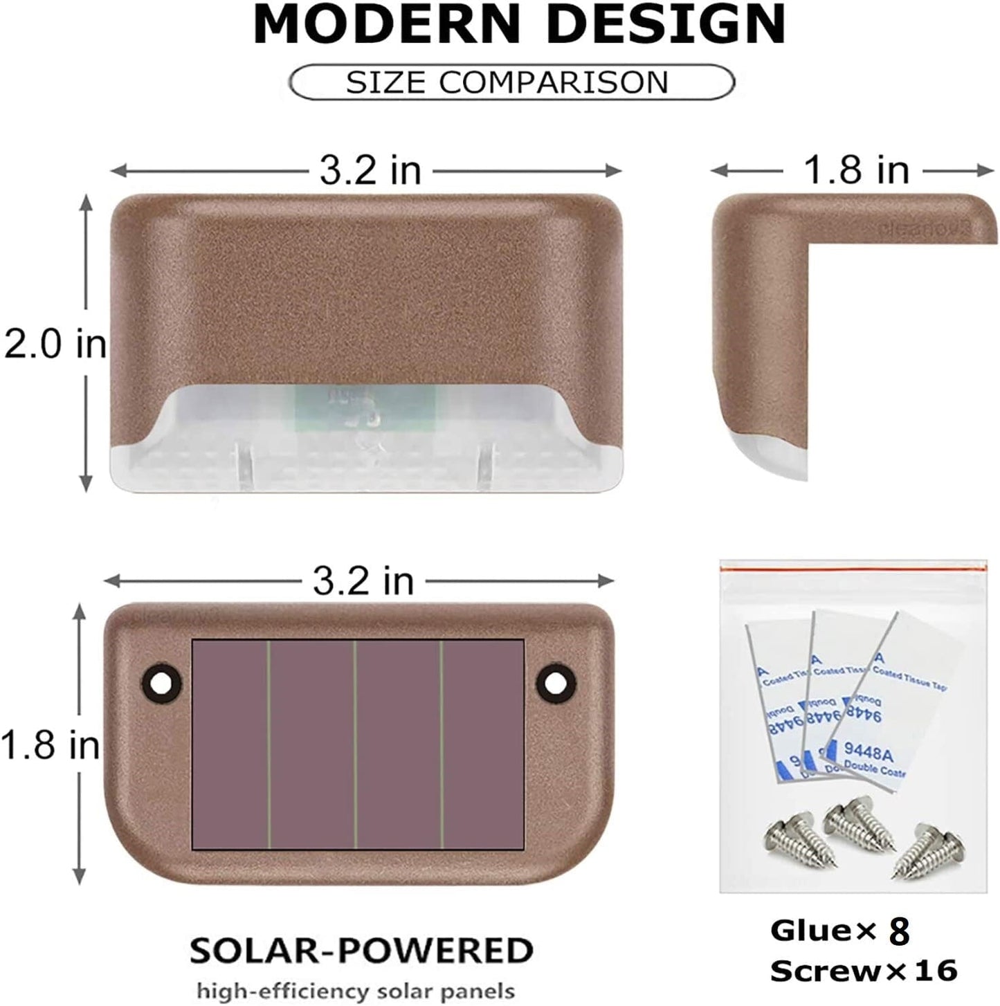 Frendorf | 8-Pack: Solar LED Deck- und Treppenlichter