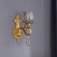 Frendorf | 1 Licht Blume Wandbeleuchtungs-Ideen Traditionelle goldene Ausführung Kristall Wandlampe mit gebogenem Arm