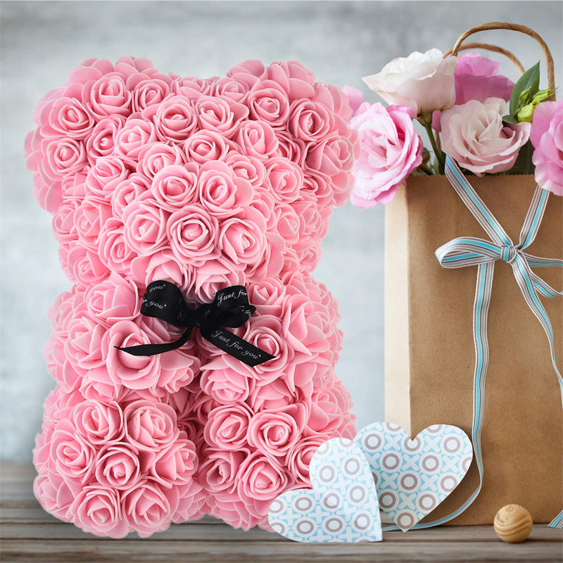 Frendorf | Valentinstag Geschenk Rose Bär Ewige Blume Rose Teddybär PE Schaum Bär 25cm Valentinstag