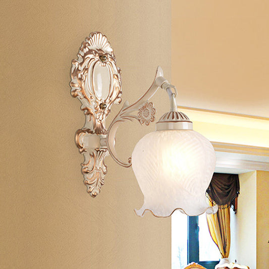 Frendorf | 1/2-Bulb Flower Wandlamp Fixture Traditionele Witte Glazen Wandlamp Verlichting voor Woonkamer