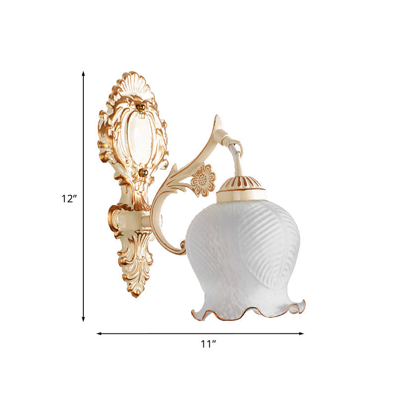 Frendorf | 1/2-Bulb Flower Wandlamp Fixture Traditionele Witte Glazen Wandlamp Verlichting voor Woonkamer