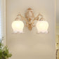 Frendorf | 1/2-Bulb Flower Wandlamp Fixture Traditionele Witte Glazen Wandlamp Verlichting voor Woonkamer