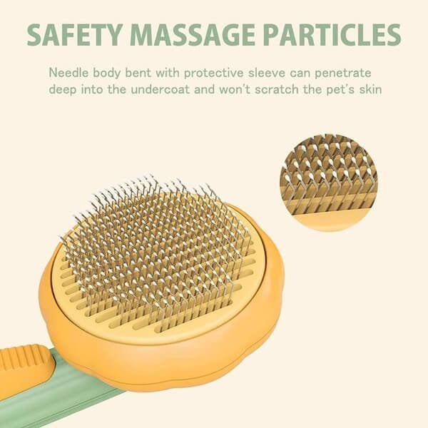 Frendorf | Kürbis Haustierkamm Haustierpflege Selbstreinigende Bürste für Hunde Katzen Welpen Kaninchen