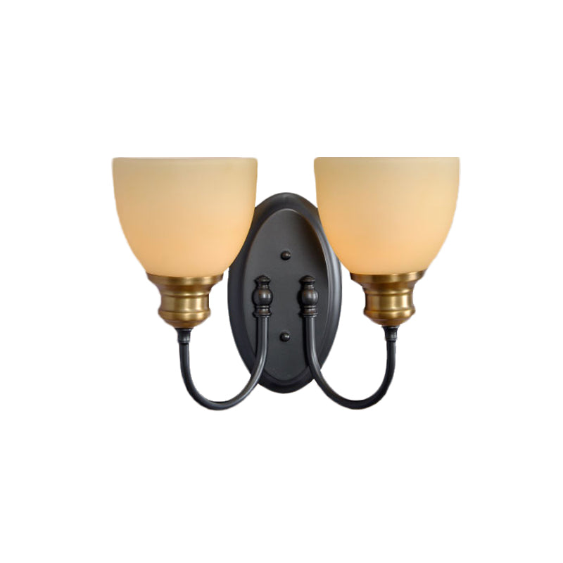 Frendorf | Frosted Glass Zwarte Wandlamp Bud 1/2-Kop Platteland Wandlicht met Metalen Zwanenhalsarm