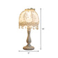 Pastoral Dome Nachttischlampe Stoff 1 Licht Mädchen Schlafzimmer Nachttischlampe in Weiß mit Spitzen Dekor