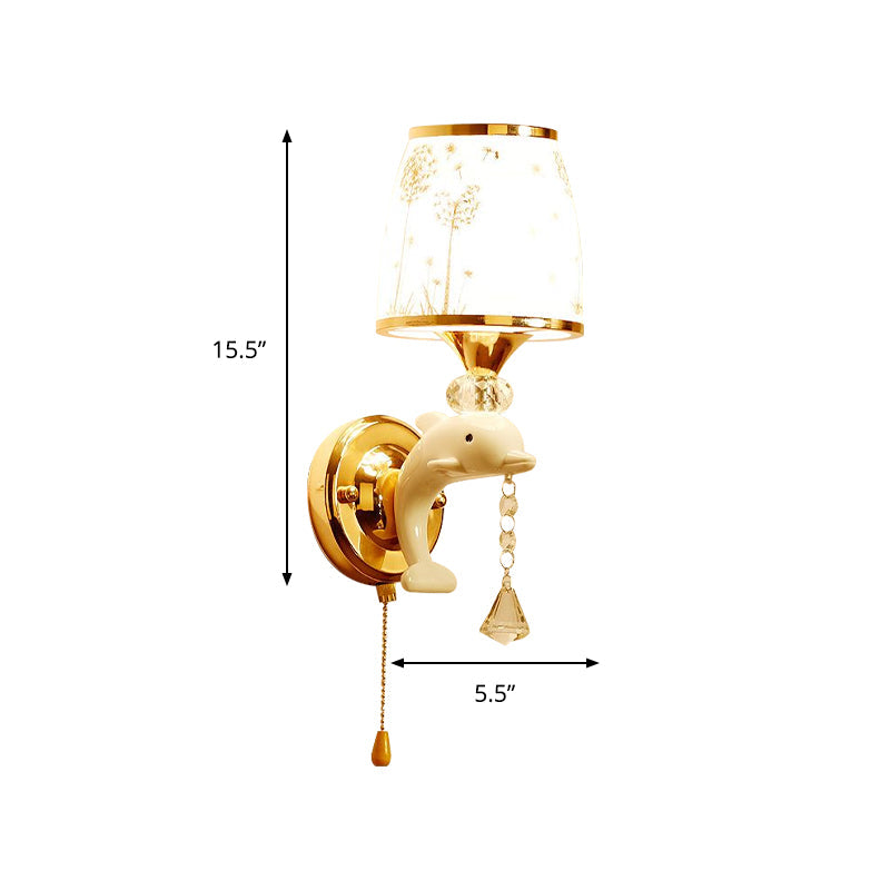 Frendorf | Dolphin Basis Bed Wandlamp Metaal 1/2 Lichten Kinder Wandlamp Lichtarmatuur in Wit met Trekkoord