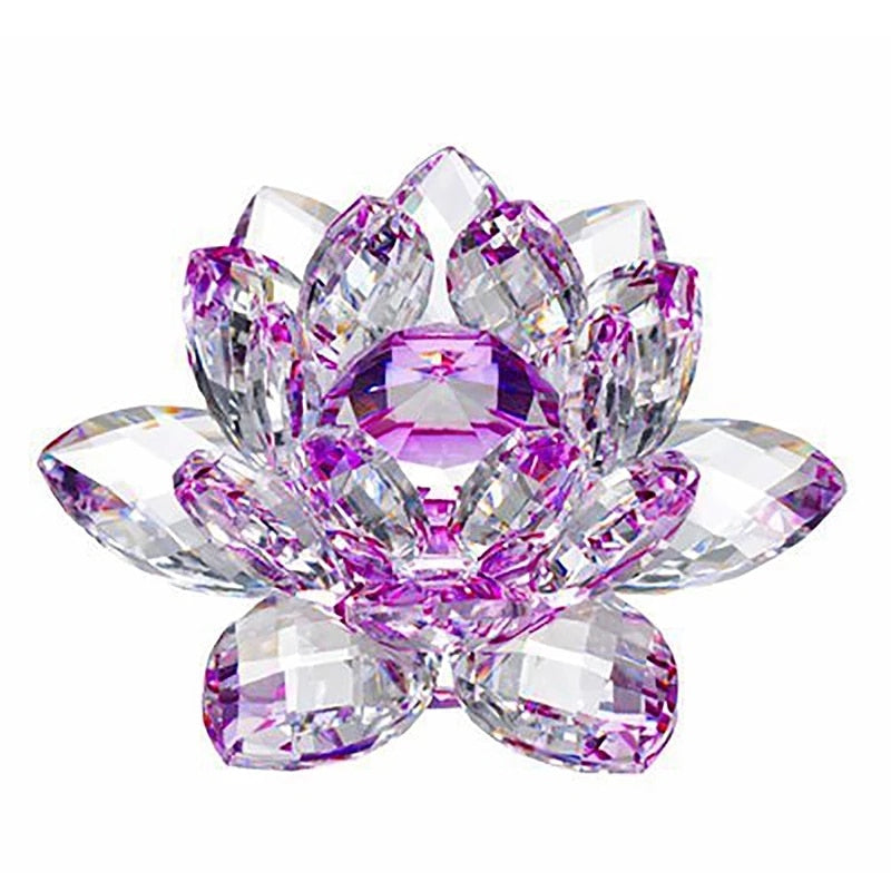 80Mm Quarz Kristalle Lotusblume Handwerk Glas Fengshui Ornamente Heilende Kristalle Zuhause Party Wicca Dekor Yoga Geschenke Souvenir