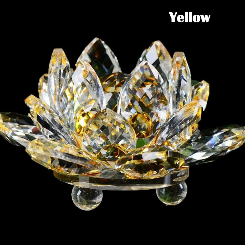 80Mm Quarz Kristalle Lotusblume Handwerk Glas Fengshui Ornamente Heilende Kristalle Zuhause Party Wicca Dekor Yoga Geschenke Souvenir