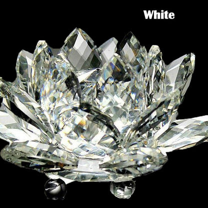 80Mm Quarz Kristalle Lotusblume Handwerk Glas Fengshui Ornamente Heilende Kristalle Zuhause Party Wicca Dekor Yoga Geschenke Souvenir