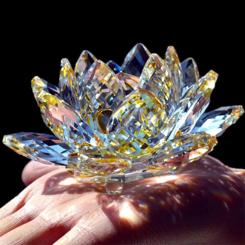 80Mm Quarz Kristalle Lotusblume Handwerk Glas Fengshui Ornamente Heilende Kristalle Zuhause Party Wicca Dekor Yoga Geschenke Souvenir