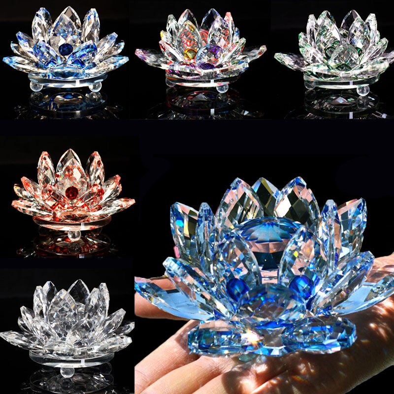 80Mm Quarz Kristalle Lotusblume Handwerk Glas Fengshui Ornamente Heilende Kristalle Zuhause Party Wicca Dekor Yoga Geschenke Souvenir
