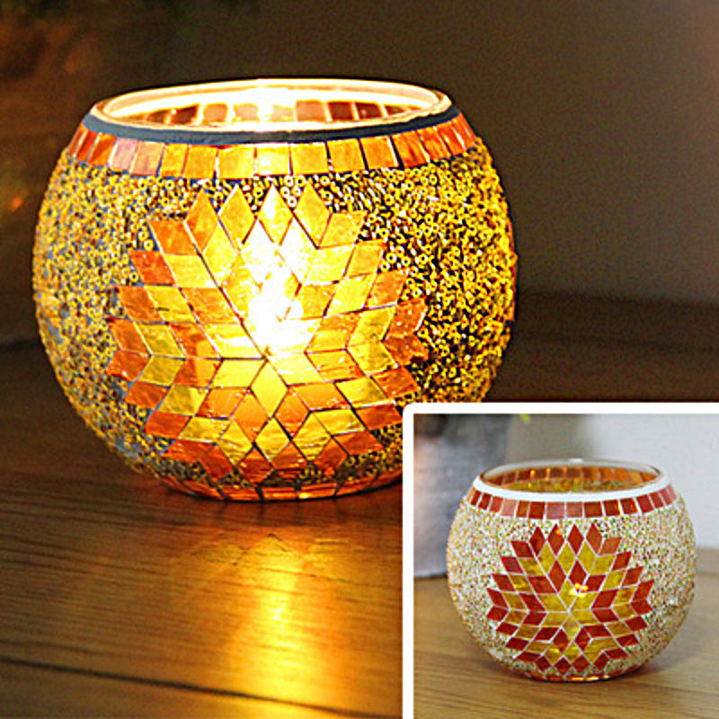 Frendorf Europäischer Retro Glas Mosaik Teelichthalter