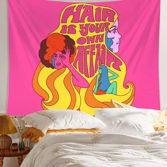 80er Retro Hippie Stil Wandteppich