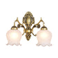 Frendorf | Antiqued Flower Wandmontage Verlichting 1/2-Kop Opal Glas Wandlamp Fixture in Brons voor Slaapkamer