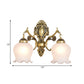 Frendorf | Antiqued Flower Wandmontage Verlichting 1/2-Kop Opal Glas Wandlamp Fixture in Brons voor Slaapkamer