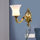Frendorf | Bell Schlafzimmer Oben Wandmontierte Lampe Antik Froste Glas 1/2-Licht Messing Wandlampe Zubehör