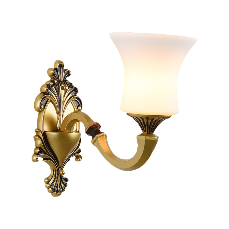Frendorf | Bell Schlafzimmer Oben Wandmontierte Lampe Antik Froste Glas 1/2-Licht Messing Wandlampe Zubehör