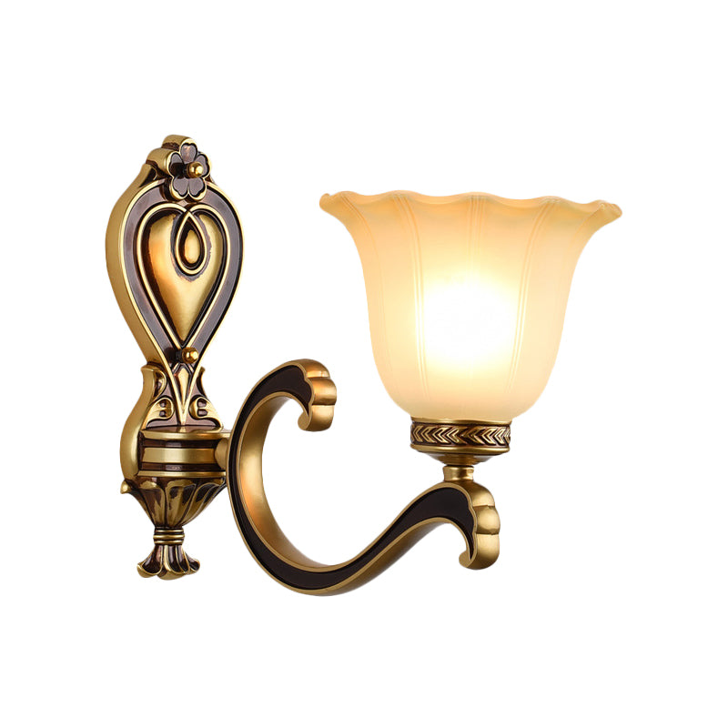 Frendorf | Bell Schlafzimmer Oben Wandmontierte Lampe Antik Froste Glas 1/2-Licht Messing Wandlampe Zubehör