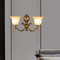 Frendorf | Bell Schlafzimmer Oben Wandmontierte Lampe Antik Froste Glas 1/2-Licht Messing Wandlampe Zubehör