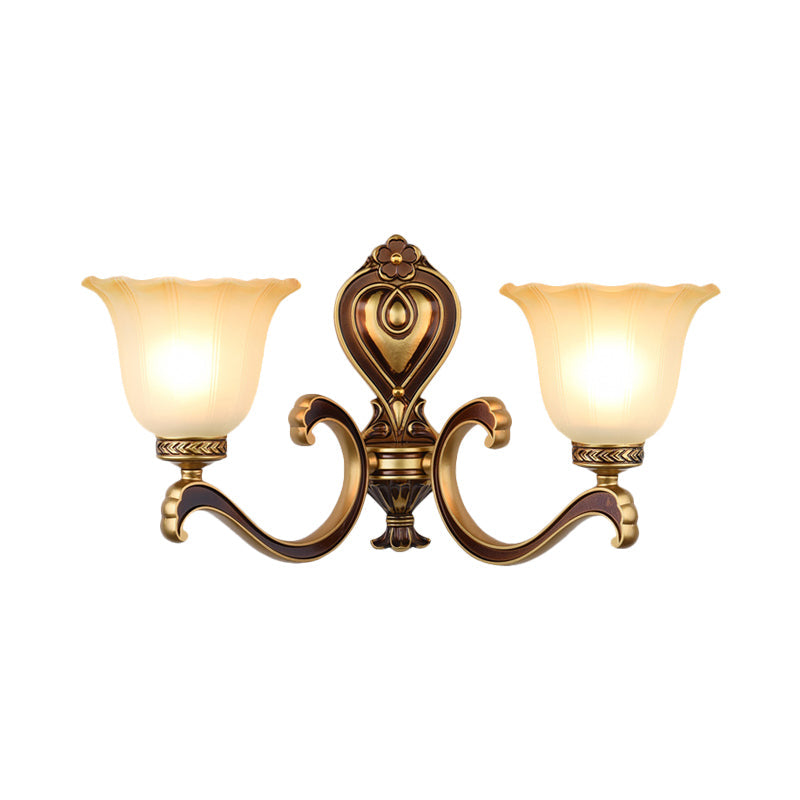 Frendorf | Bell Schlafzimmer Oben Wandmontierte Lampe Antik Froste Glas 1/2-Licht Messing Wandlampe Zubehör