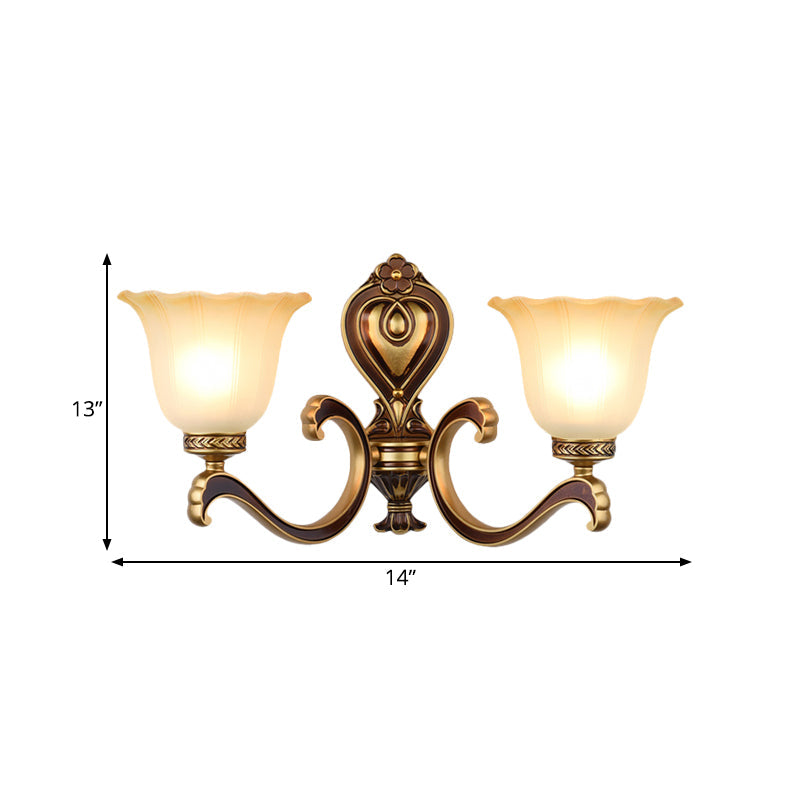 Frendorf | Bell Schlafzimmer Oben Wandmontierte Lampe Antik Froste Glas 1/2-Licht Messing Wandlampe Zubehör