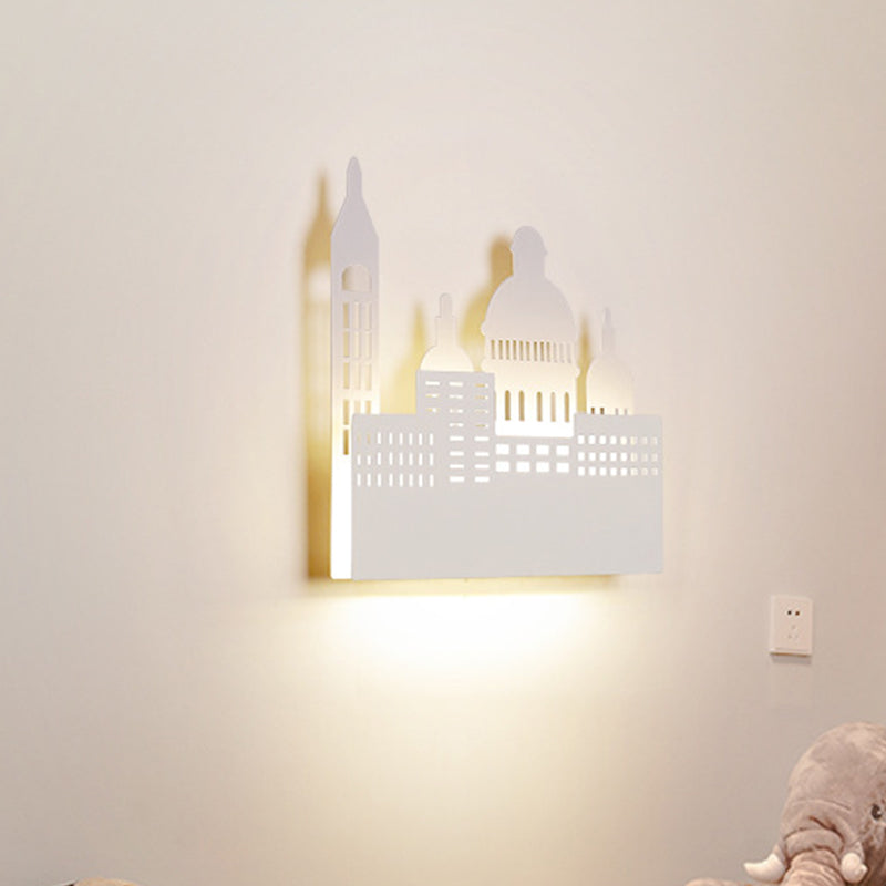 Frendorf | Kids 1 Head Wandlamp met Metalen Kap Witte Kasteel Wandlicht in Warm/Wit Licht