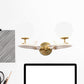 Frendorf | Kids Spaceship Shape Base Gold Wall Light Fixture 1/2 Bulbs Sconce Light with Globe Cream Glass Shade in White and Gold