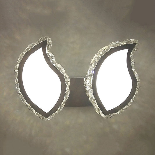 Frendorf | Blatt Schlafzimmer Wandmontierte Lampe Modern Klare Kristall LED Chrom Finish Oberflächen Wand Sconces