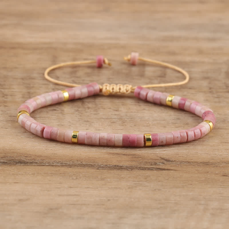 Frendorf | Geflochtenes Armband mit 2,4 mm Naturstein-Rollern – Seraphina