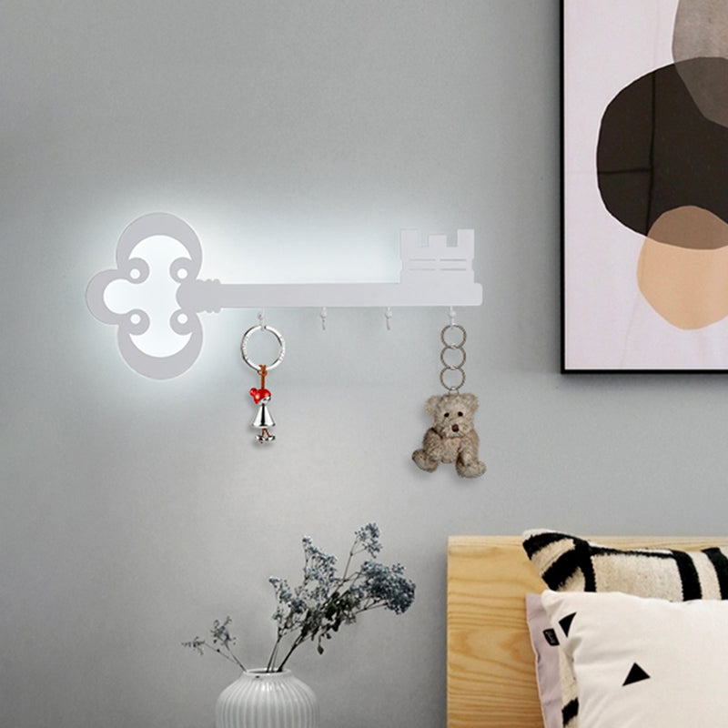 Frendorf | Schlüssel Schlafzimmer Wandleuchte Lampe Metall Led Cartoon Wandmontierte Beleuchtung in Schwarz/Weiß/Rosa mit Haken