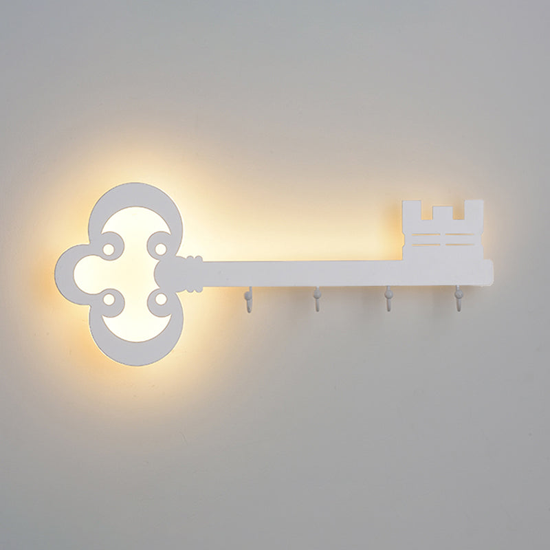Frendorf | Schlüssel Schlafzimmer Wandleuchte Lampe Metall Led Cartoon Wandmontierte Beleuchtung in Schwarz/Weiß/Rosa mit Haken