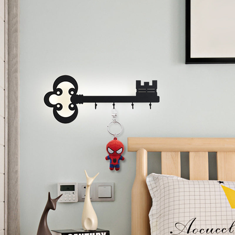 Frendorf | Schlüssel Schlafzimmer Wandleuchte Lampe Metall Led Cartoon Wandmontierte Beleuchtung in Schwarz/Weiß/Rosa mit Haken