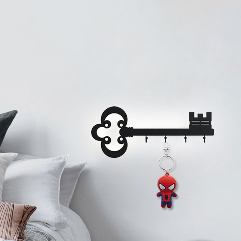 Frendorf | Schlüssel Schlafzimmer Wandleuchte Lampe Metall Led Cartoon Wandmontierte Beleuchtung in Schwarz/Weiß/Rosa mit Haken