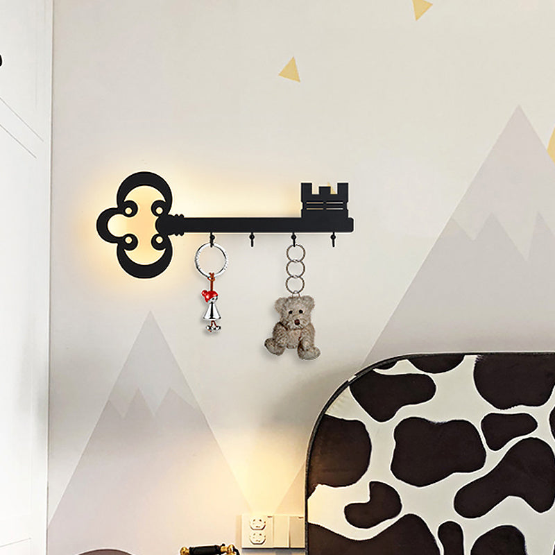 Frendorf | Schlüssel Schlafzimmer Wandleuchte Lampe Metall Led Cartoon Wandmontierte Beleuchtung in Schwarz/Weiß/Rosa mit Haken