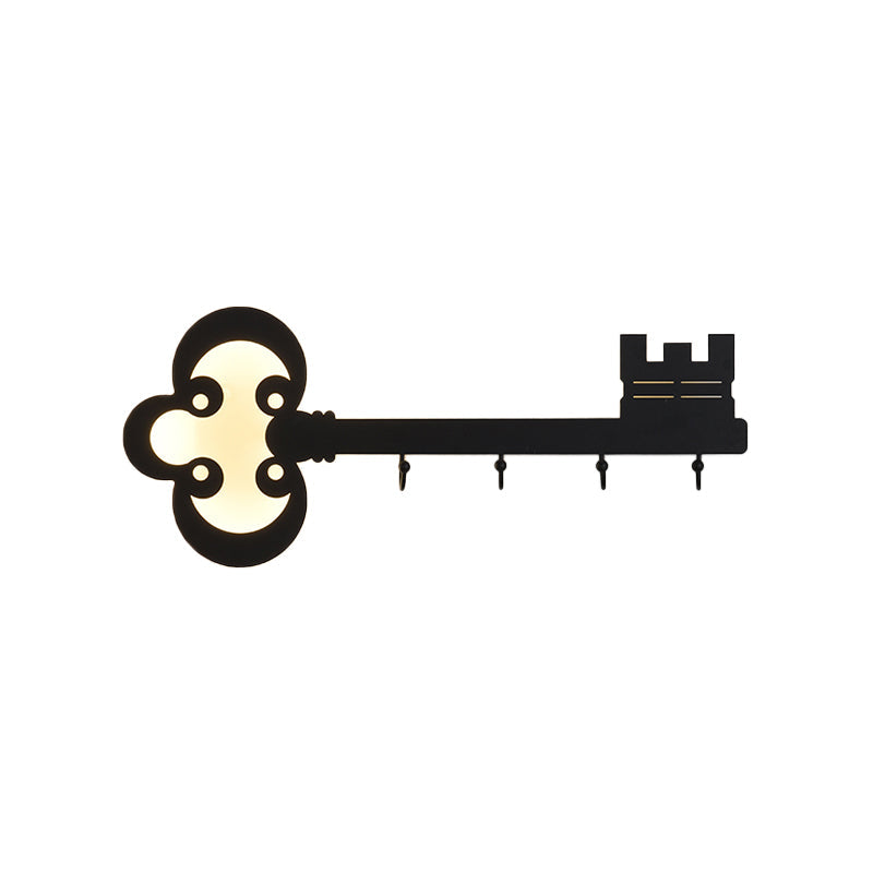 Frendorf | Schlüssel Schlafzimmer Wandleuchte Lampe Metall Led Cartoon Wandmontierte Beleuchtung in Schwarz/Weiß/Rosa mit Haken