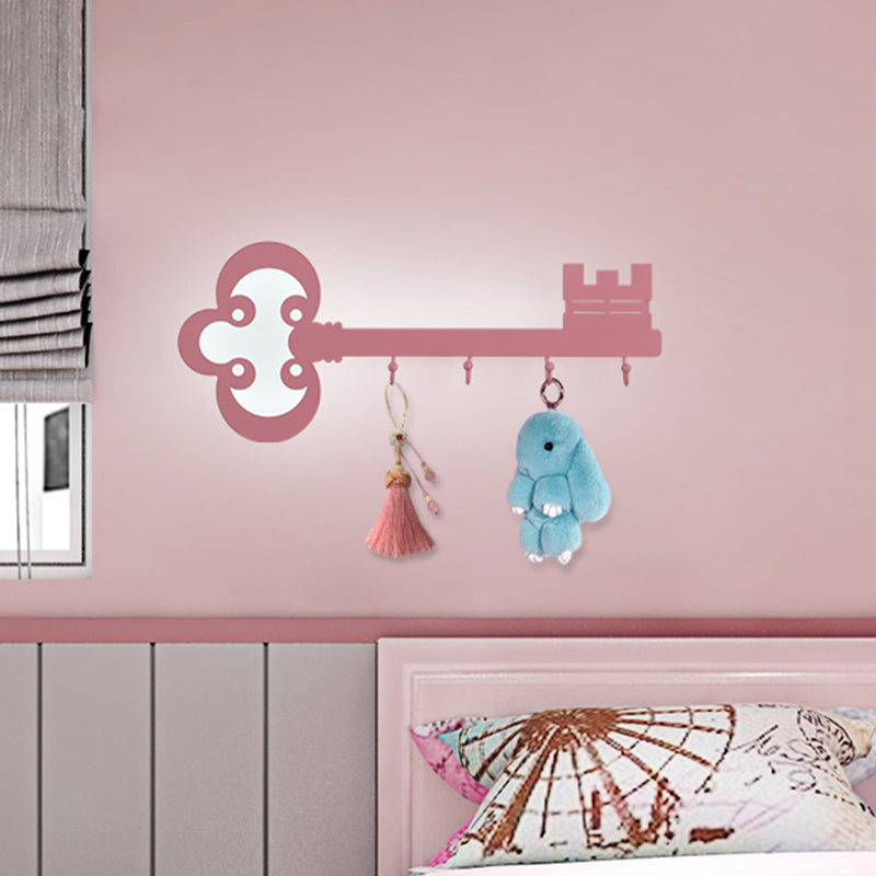 Frendorf | Schlüssel Schlafzimmer Wandleuchte Lampe Metall Led Cartoon Wandmontierte Beleuchtung in Schwarz/Weiß/Rosa mit Haken