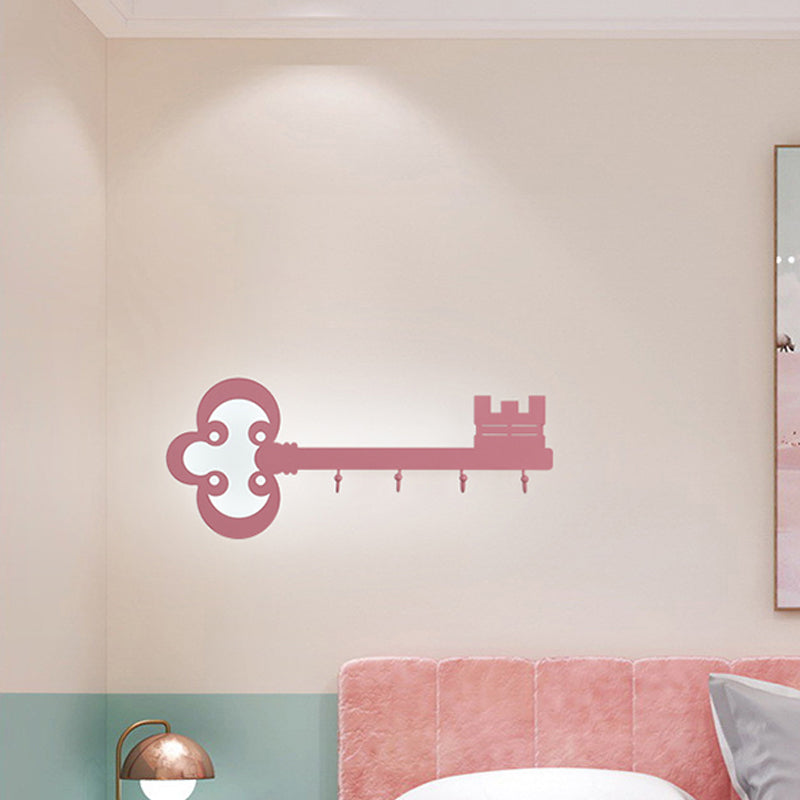 Frendorf | Schlüssel Schlafzimmer Wandleuchte Lampe Metall Led Cartoon Wandmontierte Beleuchtung in Schwarz/Weiß/Rosa mit Haken