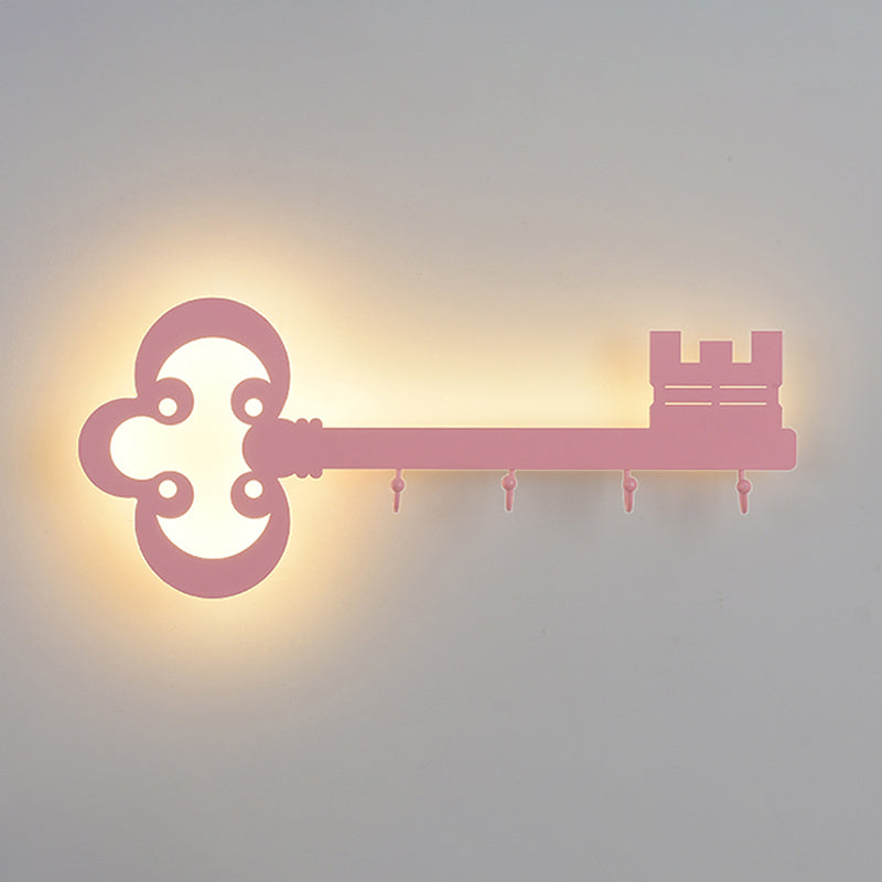Frendorf | Schlüssel Schlafzimmer Wandleuchte Lampe Metall Led Cartoon Wandmontierte Beleuchtung in Schwarz/Weiß/Rosa mit Haken