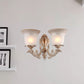 Frendorf | Metalen Beige Wandverlichting Fixture Curvy Arm 1/2-Licht Antieke Wandlamp met Bel Witte Glazen Schaduw