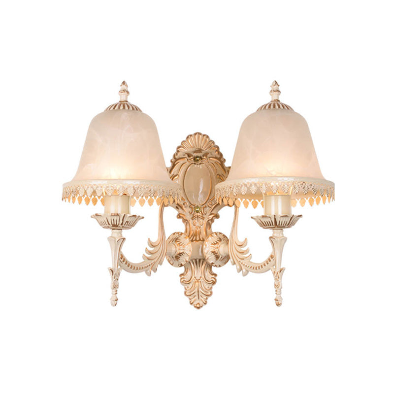 1/2 Lichter Glocken Wandleuchte Lampe Klassisch Beige Mattglas Wandmontierte Lichtarmatur für das Wohnzimmer