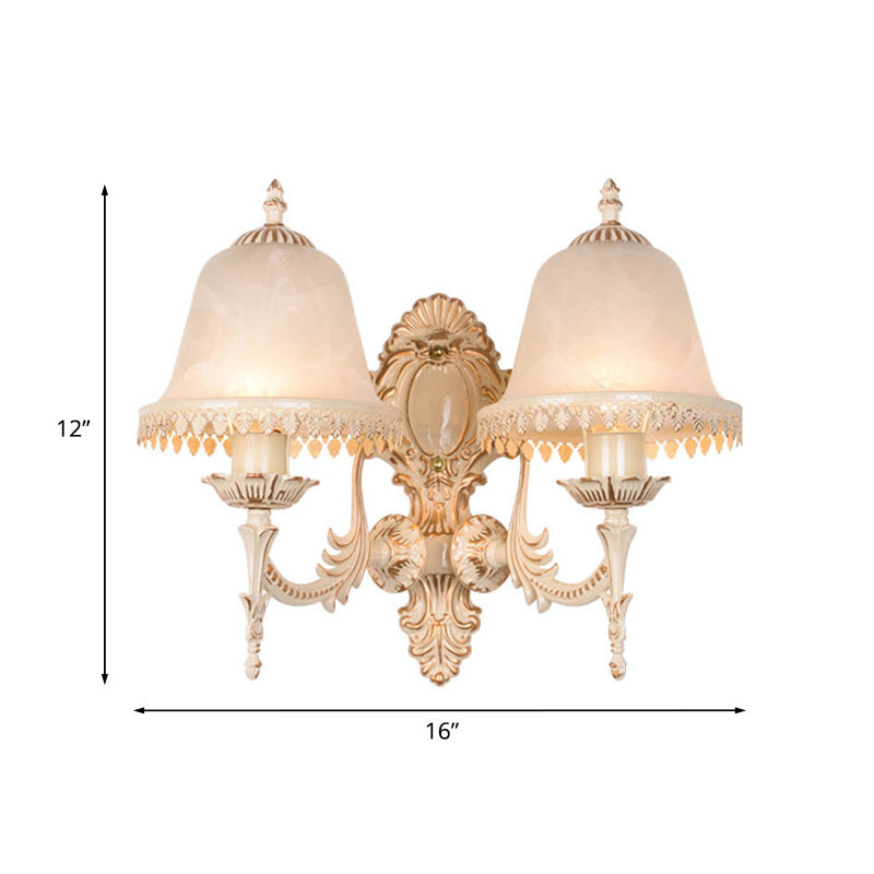 1/2 Lichter Glocken Wandleuchte Lampe Klassisch Beige Mattglas Wandmontierte Lichtarmatur für das Wohnzimmer