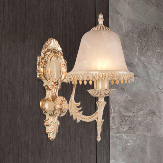 Frendorf | 1/2 Lichten Bell Wandlamp Klassiek Beige Frosted Glas Wandgemonteerde Verlichtingsarmatuur voor Woonkamer