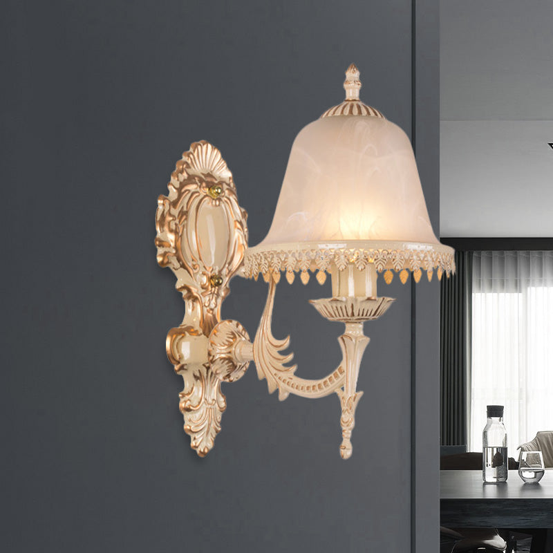 1/2 Lichter Glocken Wandleuchte Lampe Klassisch Beige Mattglas Wandmontierte Lichtarmatur für das Wohnzimmer