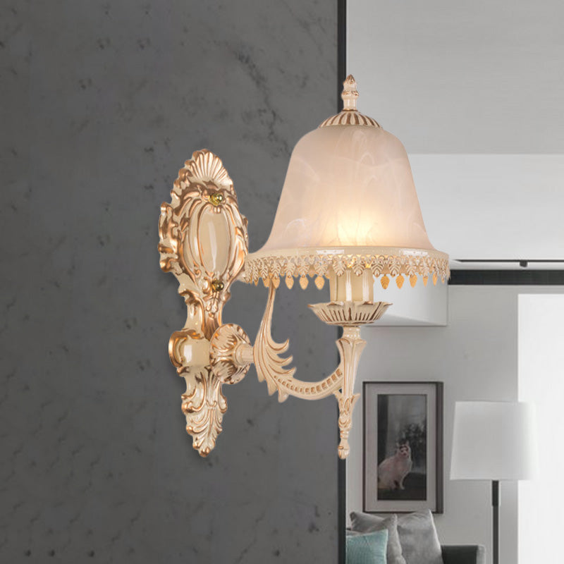 1/2 Lichter Glocken Wandleuchte Lampe Klassisch Beige Mattglas Wandmontierte Lichtarmatur für das Wohnzimmer
