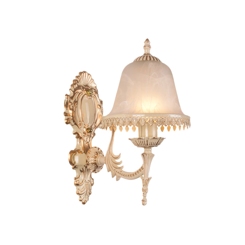 1/2 Lichter Glocken Wandleuchte Lampe Klassisch Beige Mattglas Wandmontierte Lichtarmatur für das Wohnzimmer