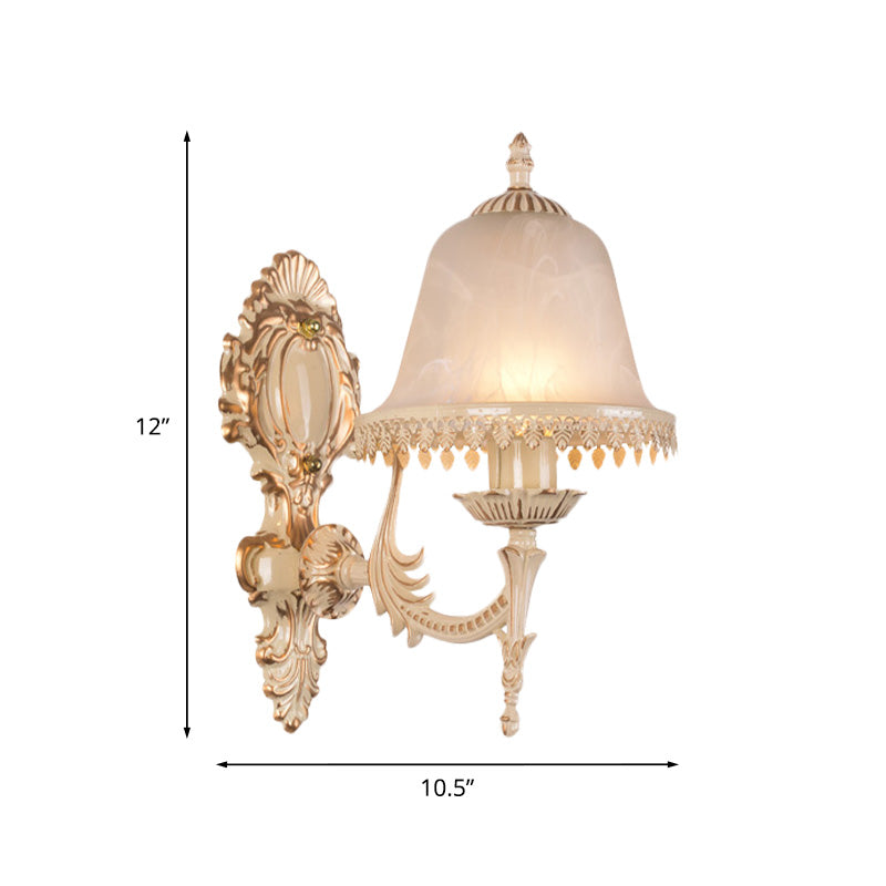 1/2 Lichter Glocken Wandleuchte Lampe Klassisch Beige Mattglas Wandmontierte Lichtarmatur für das Wohnzimmer