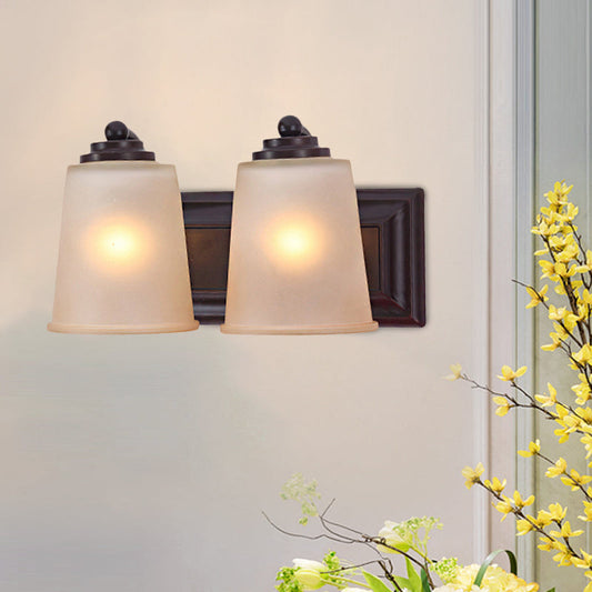 Frendorf | 2 Lichter Konische Wandleuchte Traditionell Schwarz Mattglas Wandleuchte Lichtinstallation