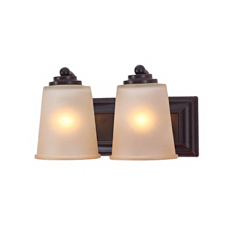 Frendorf | 2 Lichter Konische Wandleuchte Traditionell Schwarz Mattglas Wandleuchte Lichtinstallation
