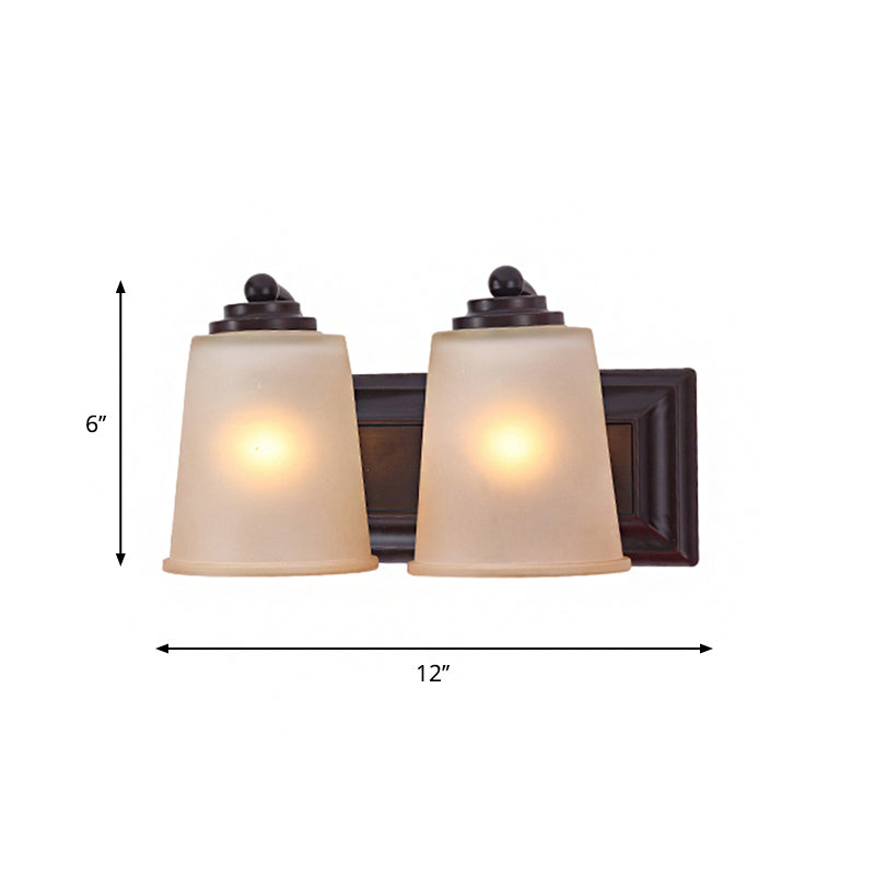 Frendorf | 2 Lichter Konische Wandleuchte Traditionell Schwarz Mattglas Wandleuchte Lichtinstallation