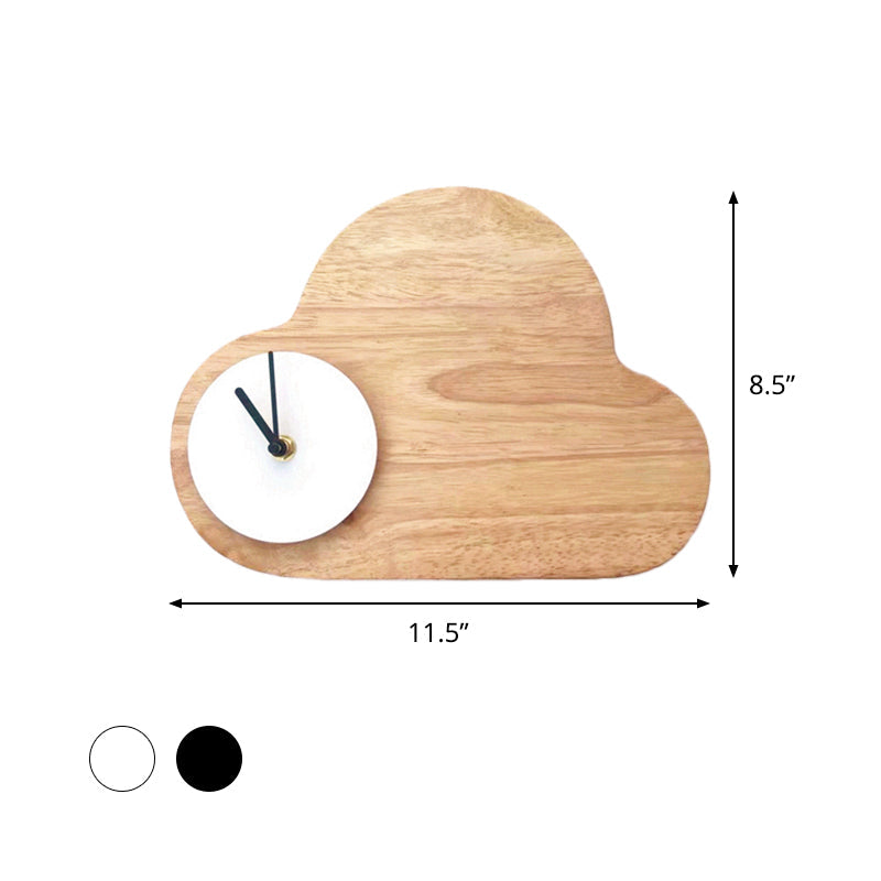 Frendorf | Cartoon Cloud Wood Flush Mount LED Wandlamp met Zwart/Wit Klok voor Kinderbed, Warm/Wit Licht